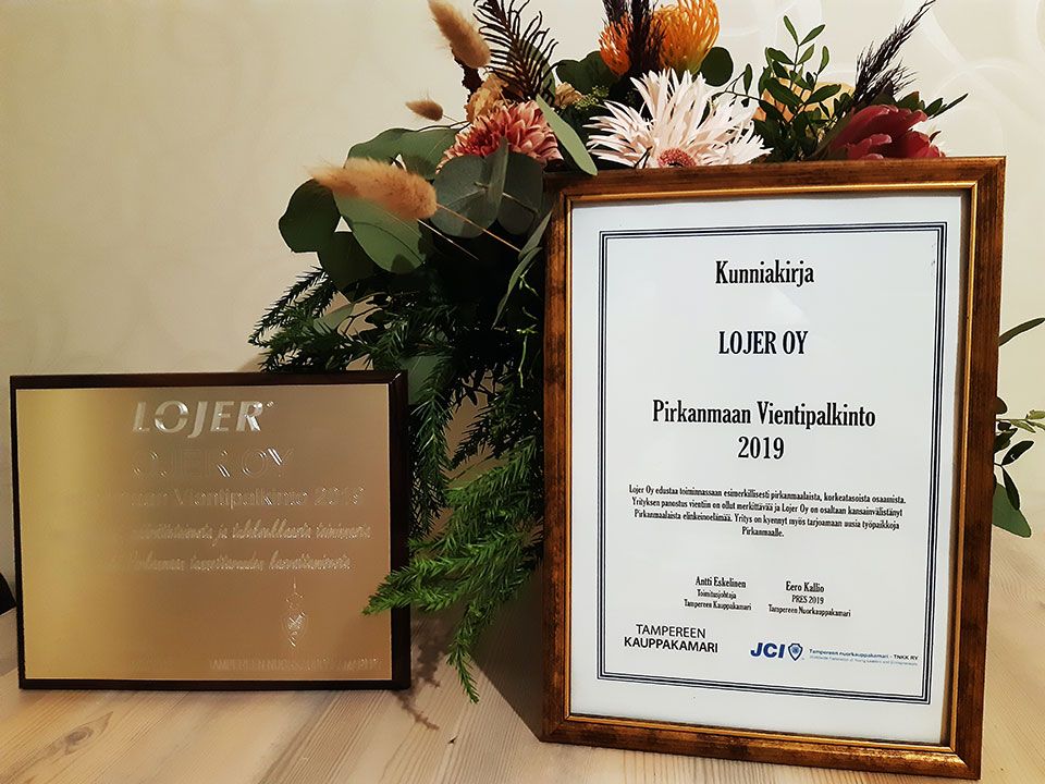 Tampere Region Export Award 2019 to Lojer